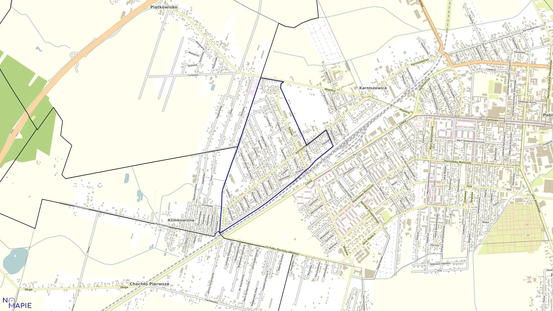 Mapa obrębu P-1 w mieście Pabianice