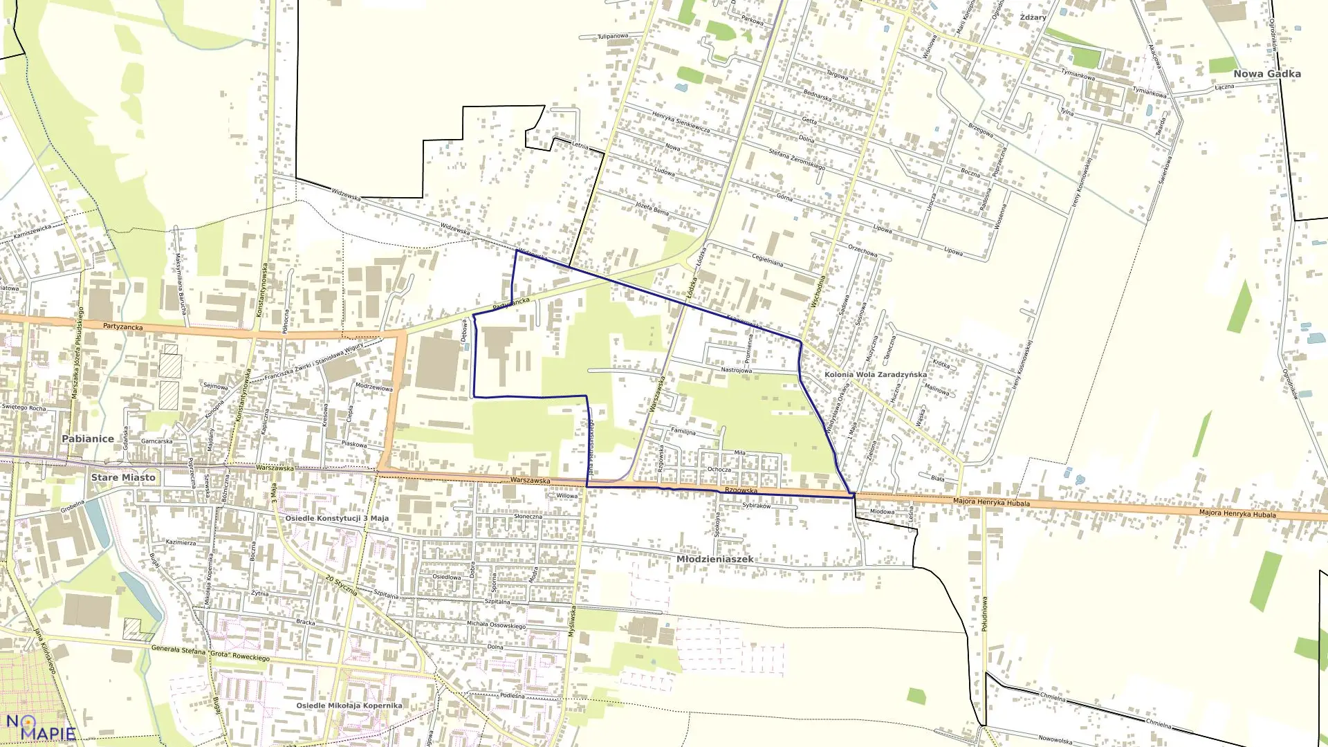 Mapa obrębu P-11 w mieście Pabianice