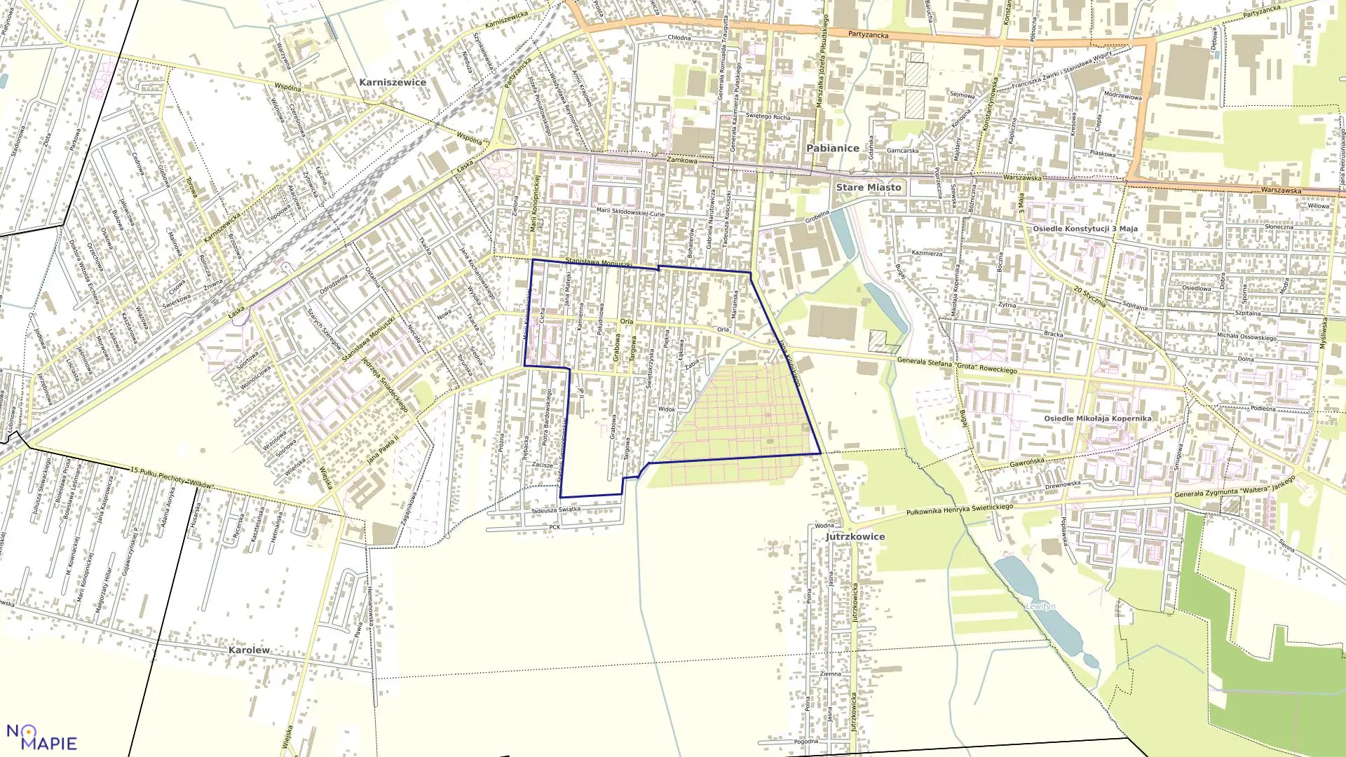 Mapa obrębu P-12 w mieście Pabianice