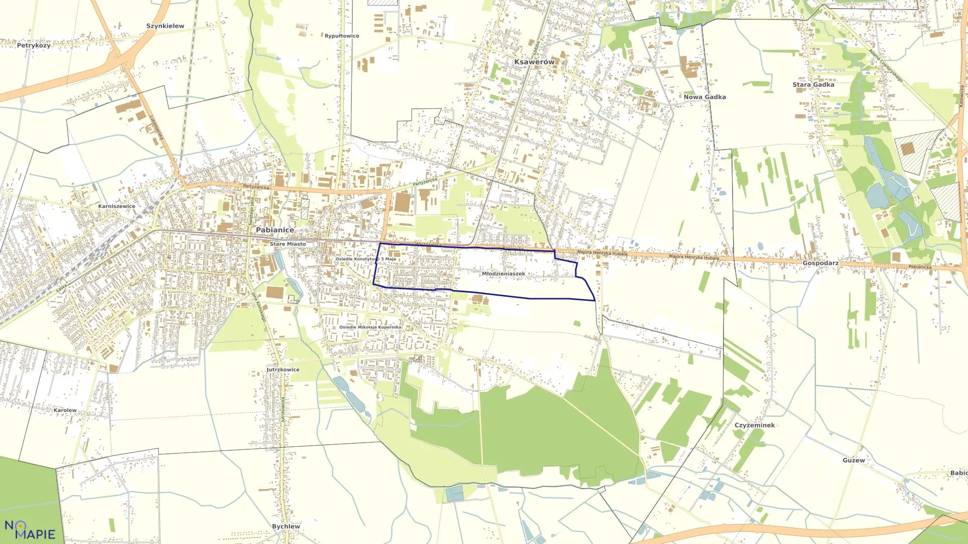 Mapa obrębu P-15 w mieście Pabianice