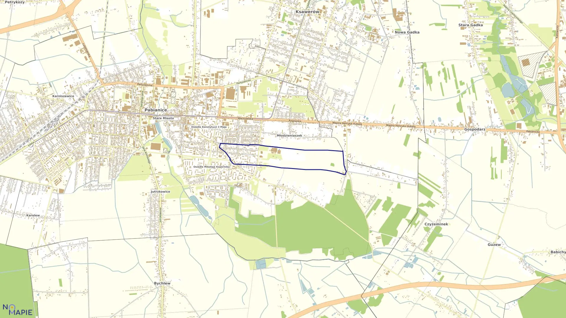 Mapa obrębu P-16 w mieście Pabianice