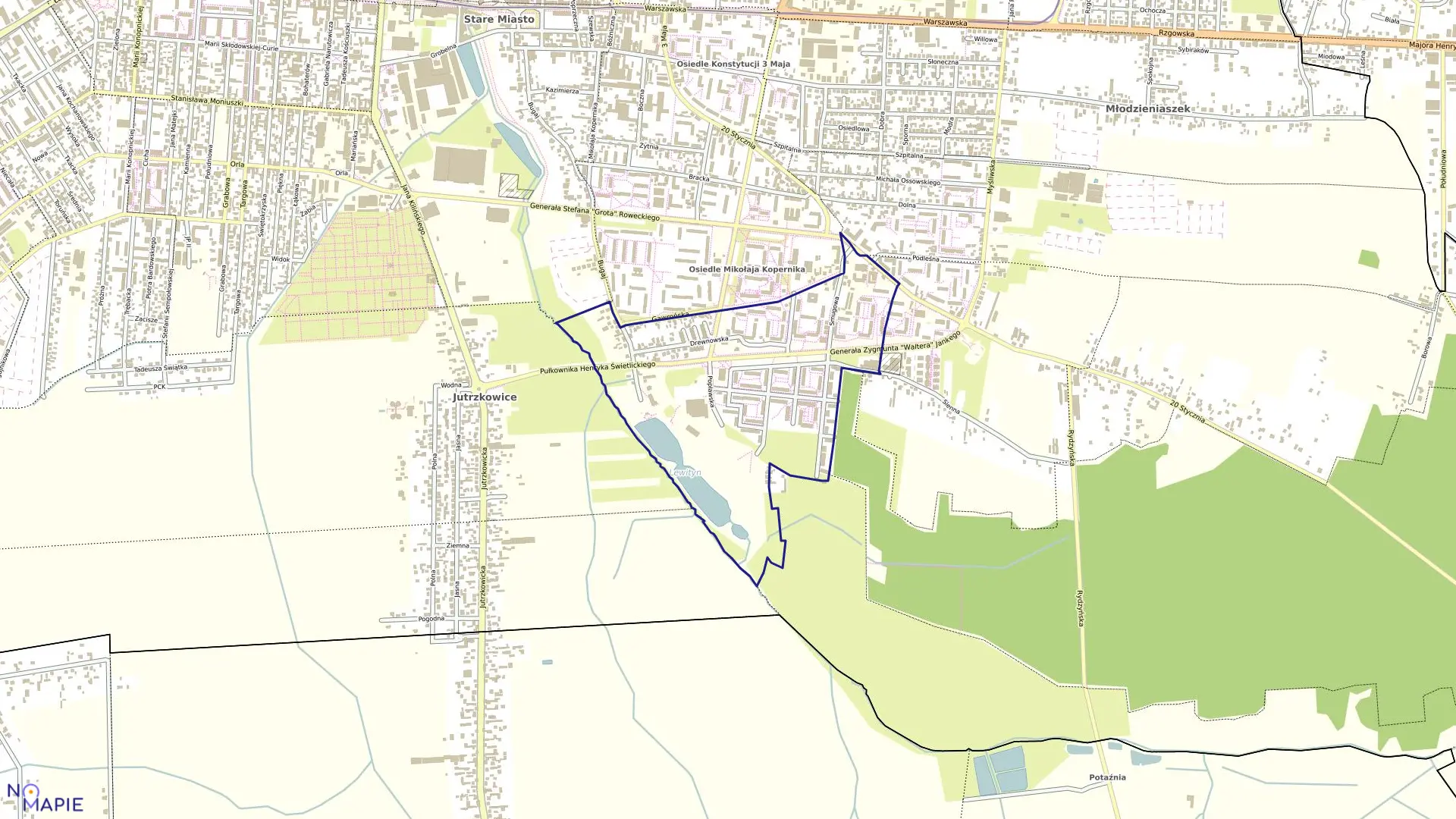 Mapa obrębu P-19 w mieście Pabianice