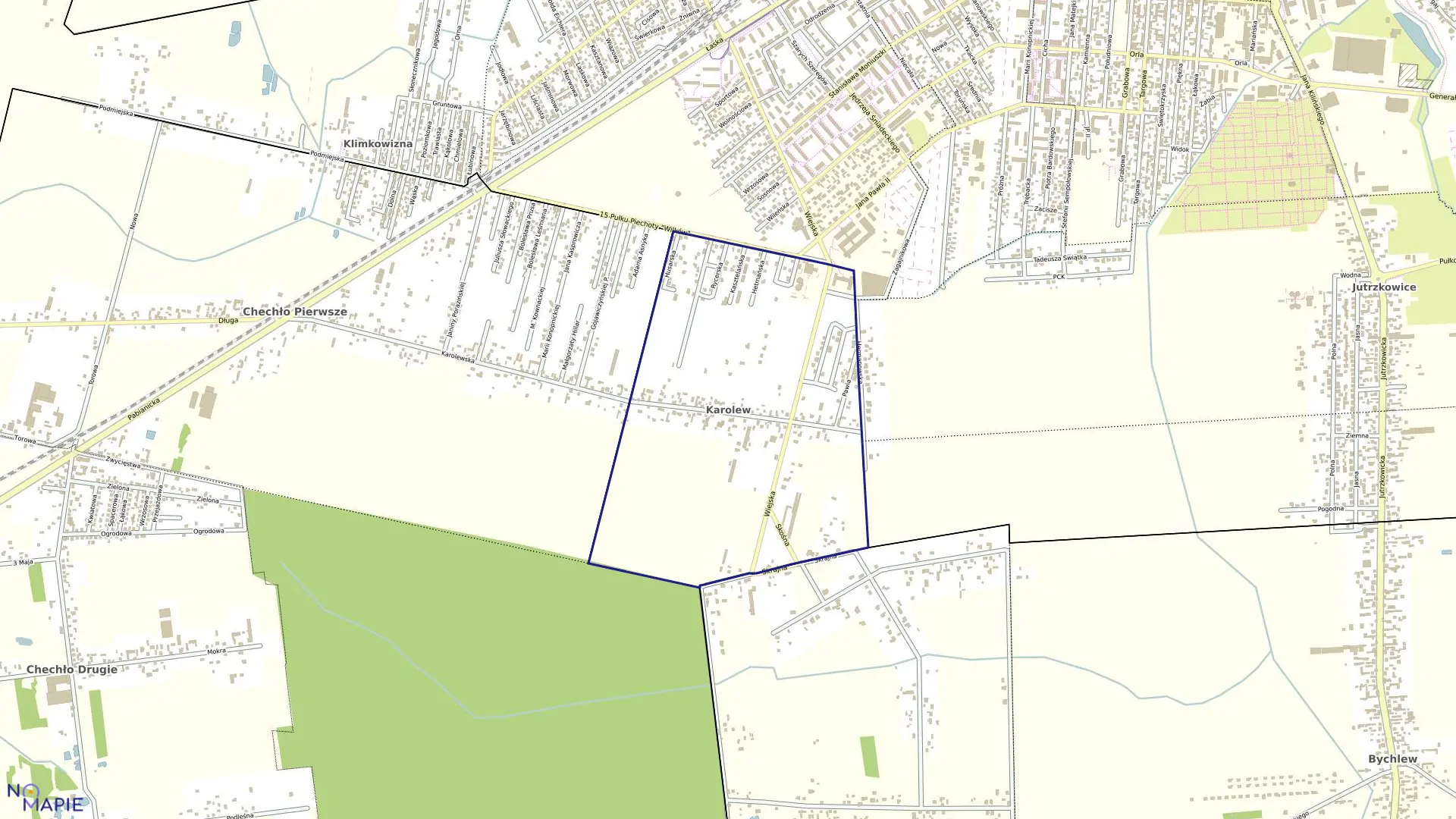 Mapa obrębu P-28 w mieście Pabianice