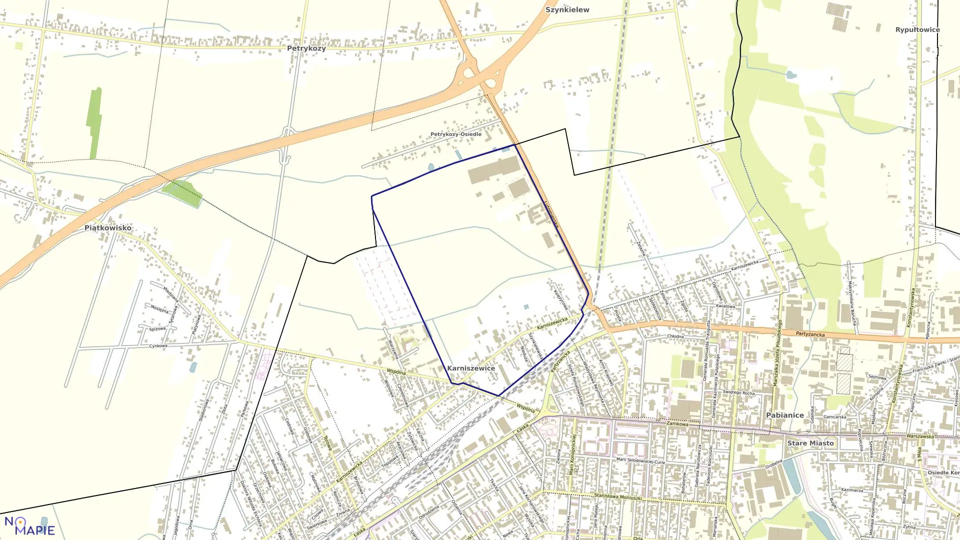 Mapa obrębu P-3 w mieście Pabianice