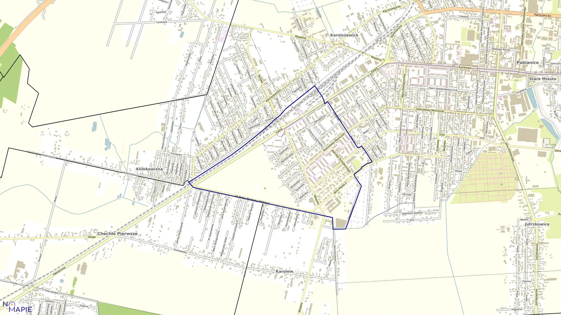 Mapa obrębu P-5 w mieście Pabianice