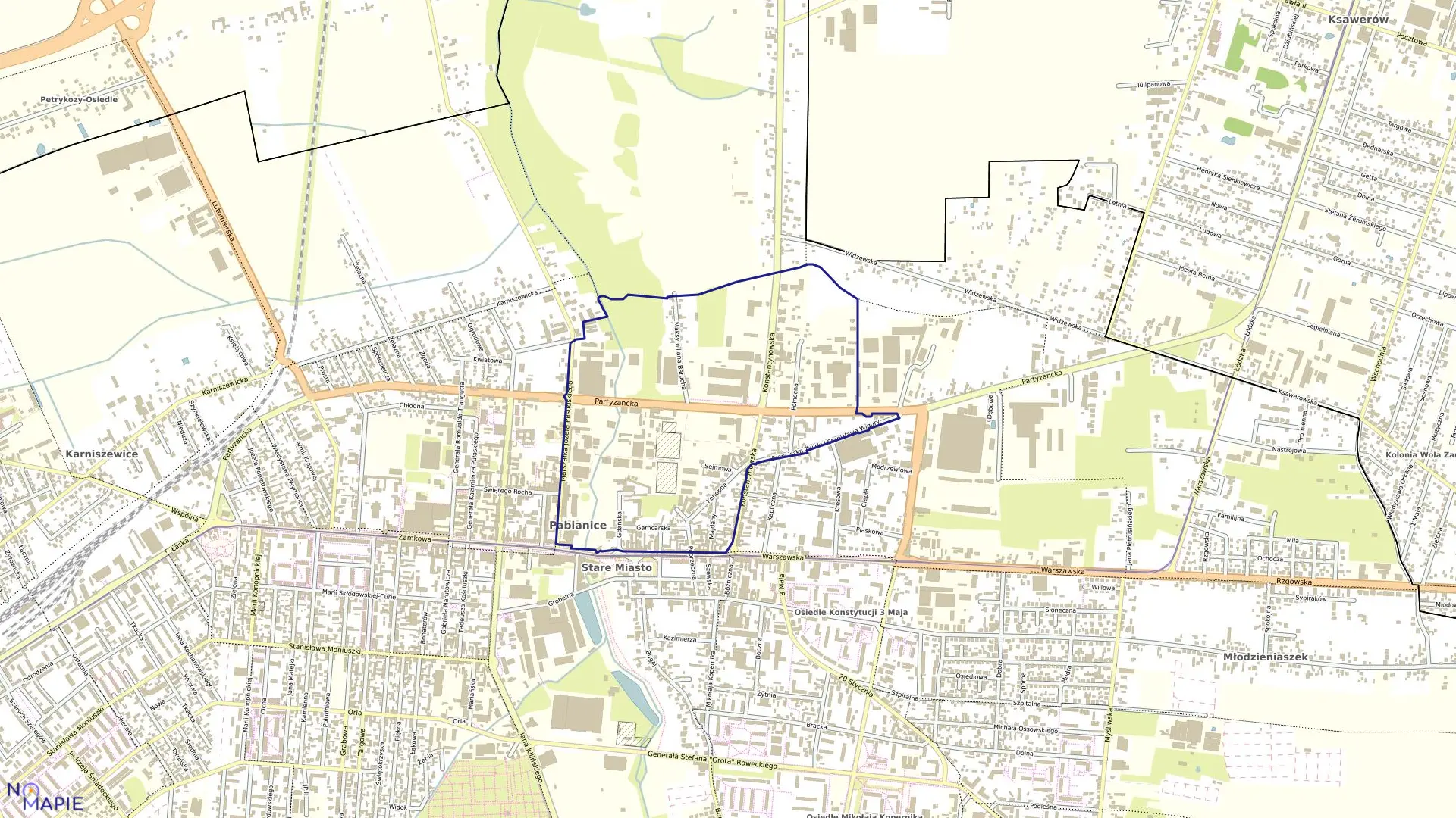 Mapa obrębu P-9 w mieście Pabianice